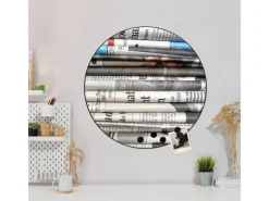 Discount Banjado Magnettafel Rund Größe 47cm Magnetwand Schwarz Aus Metall Magnetpinnwand Pinnwand Motiv Zeitungen