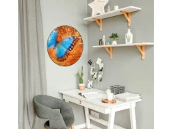 Banjado Magnettafel Rund Größe 47cm Magnetwand Schwarz Aus Metall Magnetpinnwand Pinnwand Motiv Schmetterling