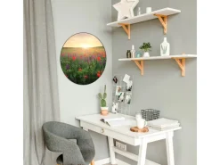 Banjado Magnettafel Rund Größe 47cm Magnetwand Schwarz Aus Metall Magnetpinnwand Pinnwand Motiv Sommerfeld