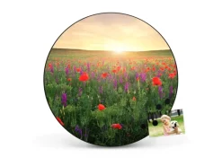 Banjado Magnettafel Rund Größe 47cm Magnetwand Schwarz Aus Metall Magnetpinnwand Pinnwand Motiv Sommerfeld