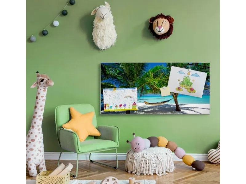 Best Banjado Magnettafel 78x37cm Magnetwand Silber Aus Metall Magnetpinnwand Pinnwand Inkl. 4 Magnete Motiv Strand