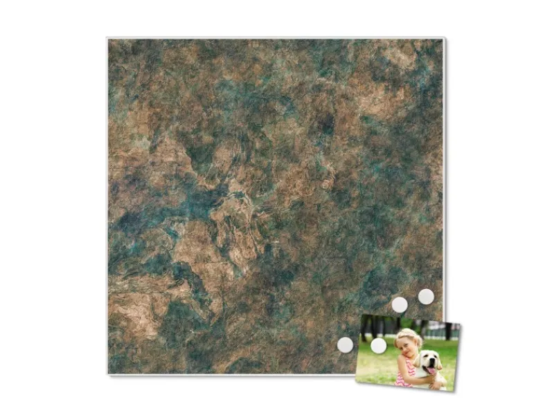 Banjado Magnettafel 50x50cm Magnetwand Weiß Aus Metall Magnetpinnwand Pinnwand Inkl. 4 Magnete Motiv Kupfer Patina