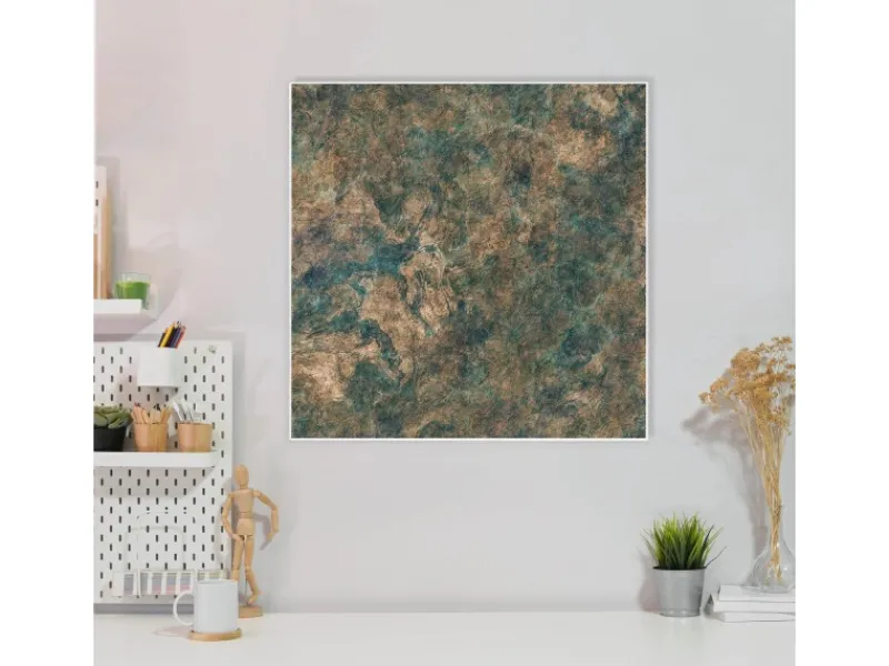 Banjado Magnettafel 50x50cm Magnetwand Weiß Aus Metall Magnetpinnwand Pinnwand Inkl. 4 Magnete Motiv Kupfer Patina