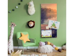 Banjado Magnettafel 37x78cm Magnetwand Silber Aus Metall Magnetpinnwand Pinnwand Inkl. 4 Magnete Motiv Bank Am See