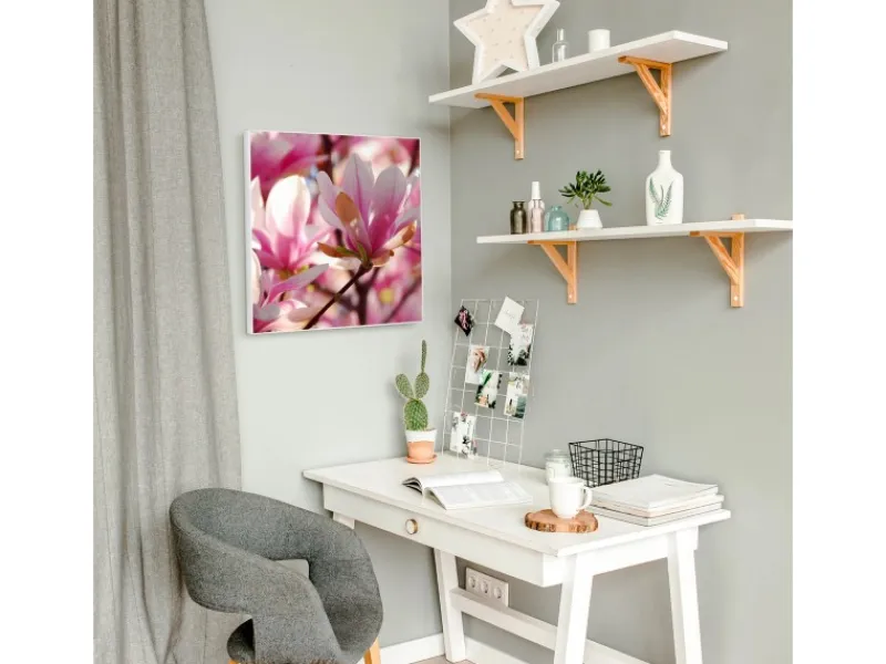 Best Banjado Magnettafel 50x50cm Magnetwand Weiß Aus Metall Magnetpinnwand Pinnwand Inkl. 4 Magnete Motiv Magnolia