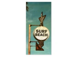 Banjado Magnettafel 37x78cm Magnetwand Weiß Aus Metall Magnetpinnwand Pinnwand Inkl. 4 Magnete Motiv Surf Beach