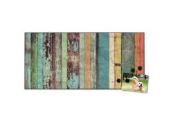 Hot Banjado Magnettafel 78x37cm Magnetwand Schwarz Aus Metall Magnetpinnwand Pinnwand Inkl. 4 Magnete Motiv Bunte Bretterwand