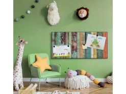 Hot Banjado Magnettafel 78x37cm Magnetwand Schwarz Aus Metall Magnetpinnwand Pinnwand Inkl. 4 Magnete Motiv Bunte Bretterwand