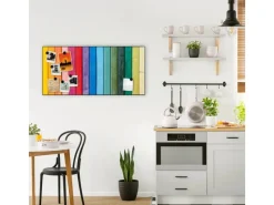 Banjado Magnettafel 78x37cm Magnetwand Schwarz Aus Metall Magnetpinnwand Pinnwand Inkl. 4 Magnete Motiv Regenbogenfarben