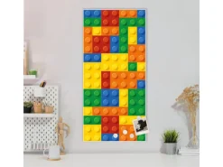 Banjado Magnettafel 37x78cm Magnetwand Weiß Aus Metall Magnetpinnwand Pinnwand Inkl. 4 Magnete Motiv Bausteine