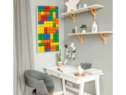 Banjado Magnettafel 37x78cm Magnetwand Weiß Aus Metall Magnetpinnwand Pinnwand Inkl. 4 Magnete Motiv Bausteine