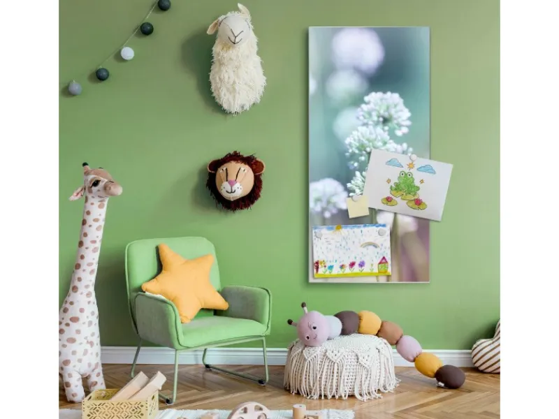 New Banjado Magnettafel 37x78cm Magnetwand Silber Aus Metall Magnetpinnwand Pinnwand Inkl. 4 Magnete Motiv Lauchblüte