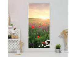 Banjado Magnettafel 37x78cm Magnetwand Weiß Aus Metall Magnetpinnwand Pinnwand Inkl. 4 Magnete Motiv Sommerfeld