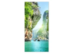 Banjado Magnettafel 37x78cm Magnetwand Weiß Aus Metall Magnetpinnwand Pinnwand Inkl. 4 Magnete Motiv Versteckte Bucht