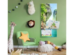 Banjado Magnettafel 37x78cm Magnetwand Weiß Aus Metall Magnetpinnwand Pinnwand Inkl. 4 Magnete Motiv Versteckte Bucht