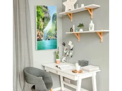 Banjado Magnettafel 37x78cm Magnetwand Weiß Aus Metall Magnetpinnwand Pinnwand Inkl. 4 Magnete Motiv Versteckte Bucht