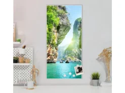 Banjado Magnettafel 37x78cm Magnetwand Weiß Aus Metall Magnetpinnwand Pinnwand Inkl. 4 Magnete Motiv Versteckte Bucht