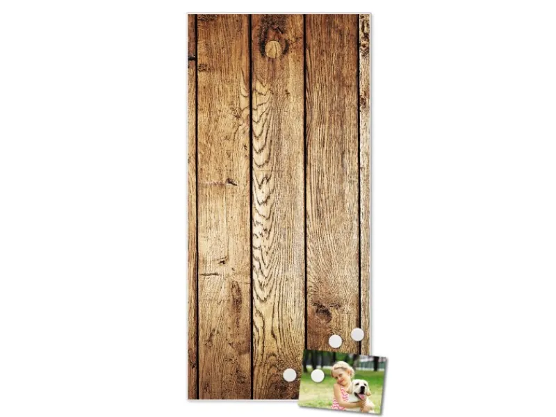 Sale Banjado Magnettafel 37x78cm Magnetwand Weiß Aus Metall Magnetpinnwand Pinnwand Inkl. 4 Magnete Motiv Geöltes Holz