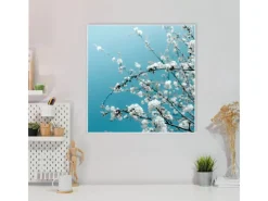 Hot Banjado Magnettafel 50x50cm Magnetwand Weiß Aus Metall Magnetpinnwand Pinnwand Inkl. 4 Magnete Motiv Weiße Kirschblüten