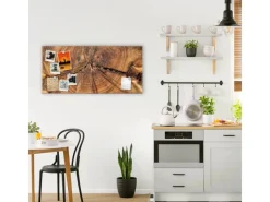 Banjado Magnettafel 78x37cm Magnetwand Silber Aus Metall Magnetpinnwand Pinnwand Inkl. 4 Magnete Motiv Jahresringe