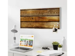 Hot Banjado Magnettafel 78x37cm Magnetwand Weiß Aus Metall Magnetpinnwand Pinnwand Inkl. 4 Magnete Motiv Holzbretter