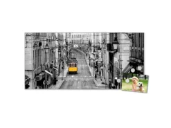 Banjado Magnettafel 78x37cm Magnetwand Silber Aus Metall Magnetpinnwand Pinnwand Inkl. 4 Magnete Motiv Lissabon