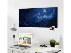 Banjado Magnettafel 78x37cm Magnetwand Schwarz Aus Metall Magnetpinnwand Pinnwand Inkl. 4 Magnete Motiv Galaxie