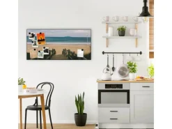 Banjado Magnettafel 78x37cm Magnetwand Schwarz Aus Metall Magnetpinnwand Pinnwand Inkl. 4 Magnete Motiv Zum Strand