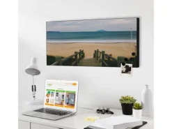 Banjado Magnettafel 78x37cm Magnetwand Schwarz Aus Metall Magnetpinnwand Pinnwand Inkl. 4 Magnete Motiv Zum Strand