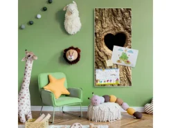 Banjado Magnettafel 37x78cm Magnetwand Weiß Aus Metall Magnetpinnwand Pinnwand Inkl. 4 Magnete Motiv Baumherz