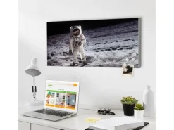 Banjado Magnettafel 78x37cm Magnetwand Silber Aus Metall Magnetpinnwand Pinnwand Inkl. 4 Magnete Motiv Astronaut