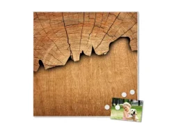 Banjado Magnettafel 50x50cm Magnetwand Weiß Aus Metall Magnetpinnwand Pinnwand Inkl. 4 Magnete Motiv Holz