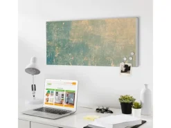 Banjado Magnettafel 78x37cm Magnetwand Weiß Aus Metall Magnetpinnwand Pinnwand Inkl. 4 Magnete Motiv Patina Grün