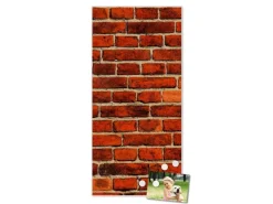 Banjado Magnettafel 37x78cm Magnetwand Weiß Aus Metall Magnetpinnwand Pinnwand Inkl. 4 Magnete Motiv Ziegelwand