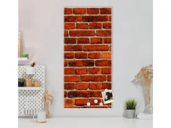 Banjado Magnettafel 37x78cm Magnetwand Weiß Aus Metall Magnetpinnwand Pinnwand Inkl. 4 Magnete Motiv Ziegelwand