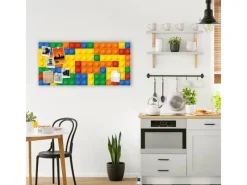 Banjado Magnettafel 78x37cm Magnetwand Weiß Aus Metall Magnetpinnwand Pinnwand Inkl. 4 Magnete Motiv Bausteine