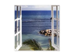 Clearance Banjado Magnettafel 50x50cm Magnetwand Weiß Aus Metall Magnetpinnwand Pinnwand Inkl. 4 Magnete Motiv Fensterpanorama