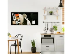 Banjado Magnettafel 78x37cm Magnetwand Weiß Aus Metall Magnetpinnwand Pinnwand Inkl. 4 Magnete Motiv Schaf Und Lamm