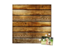 Banjado Magnettafel 50x50cm Magnetwand Weiß Aus Metall Magnetpinnwand Pinnwand Inkl. 4 Magnete Motiv Holzbretter