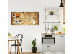 Banjado Magnettafel 78x37cm Magnetwand Schwarz Aus Metall Magnetpinnwand Pinnwand Inkl. 4 Magnete Motiv Sieben Weltmeere