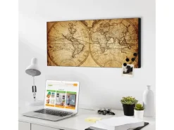 Banjado Magnettafel 78x37cm Magnetwand Schwarz Aus Metall Magnetpinnwand Pinnwand Inkl. 4 Magnete Motiv Sieben Weltmeere