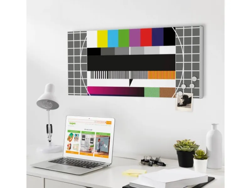 Discount Banjado Magnettafel 78x37cm Magnetwand Weiß Aus Metall Magnetpinnwand Pinnwand Inkl. 4 Magnete Motiv Testbild