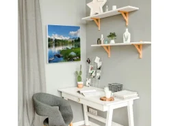 Banjado Magnettafel 50x50cm Magnetwand Weiß Aus Metall Magnetpinnwand Pinnwand Inkl. 4 Magnete Motiv Gebirgssee