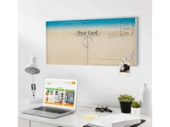Banjado Magnettafel 78x37cm Magnetwand Weiß Aus Metall Magnetpinnwand Pinnwand Inkl. 4 Magnete Motiv Postkarte