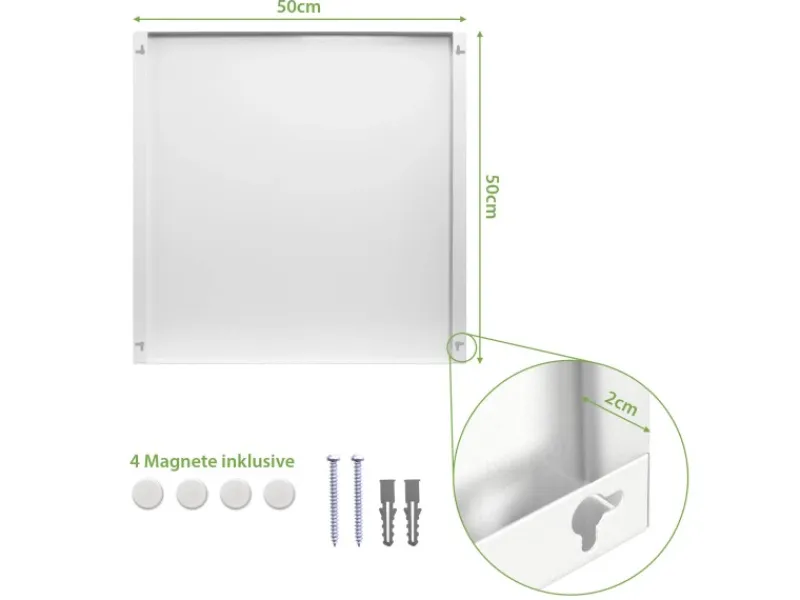 Banjado Magnettafel 50x50cm Magnetwand Weiß Aus Metall Magnetpinnwand Pinnwand Inkl. 4 Magnete Motiv Altes Holz