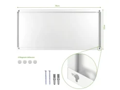 Banjado Magnettafel 78x37cm Magnetwand Weiß Aus Metall Magnetpinnwand Pinnwand Inkl. 4 Magnete Motiv Kork