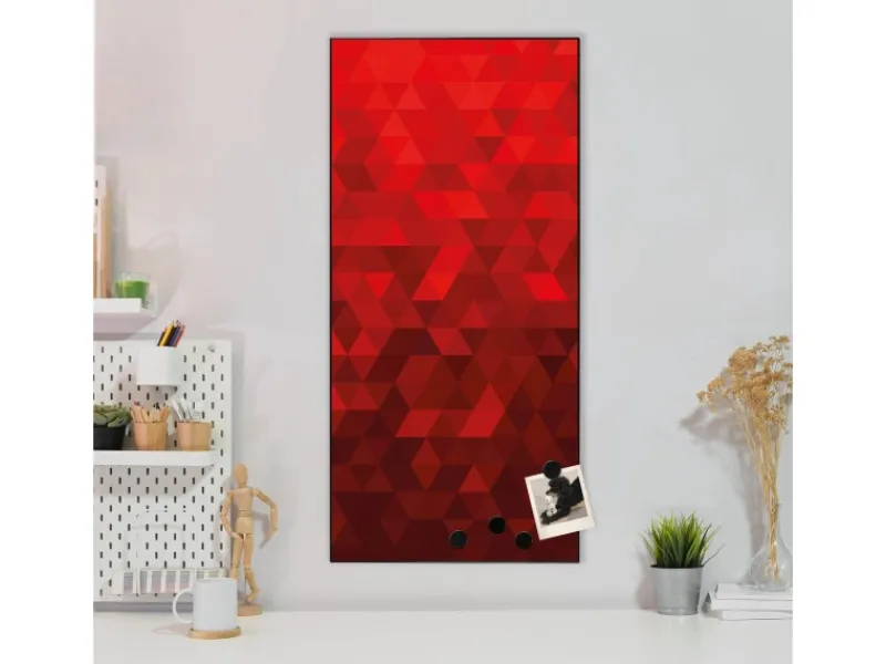 Online Banjado Magnettafel 37x78cm Magnetwand Schwarz Aus Metall Magnetpinnwand Pinnwand Inkl. 4 Magnete Motiv Dreiecke Rot