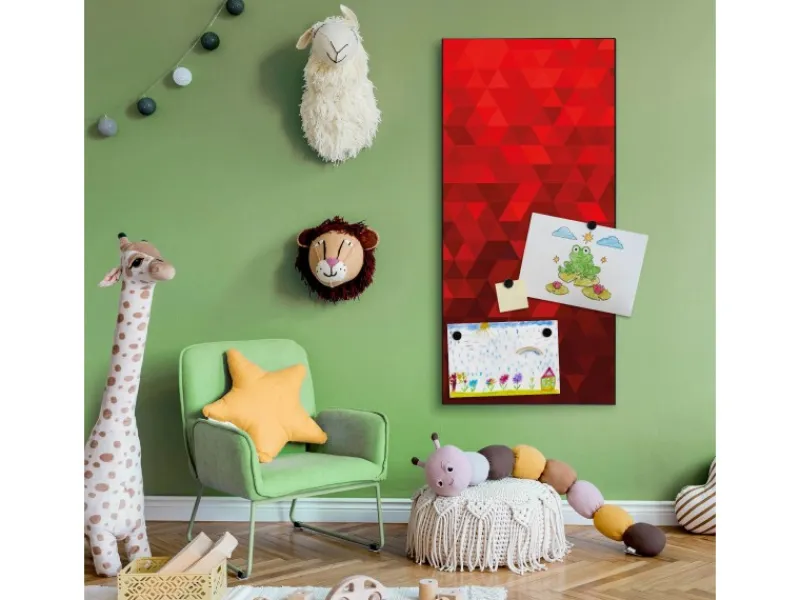 Online Banjado Magnettafel 37x78cm Magnetwand Schwarz Aus Metall Magnetpinnwand Pinnwand Inkl. 4 Magnete Motiv Dreiecke Rot