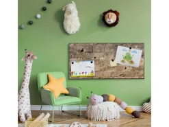 Hot Banjado Magnettafel 78x37cm Magnetwand Schwarz Aus Metall Magnetpinnwand Pinnwand Inkl. 4 Magnete Motiv Steinwand Antik