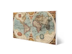 Banjado Magnettafel 78x37cm Magnetwand Weiß Aus Metall Magnetpinnwand Pinnwand Inkl. 4 Magnete Motiv Historische Weltkarte